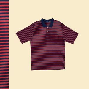 1990s L striped polo shirt by Puritan, vintage 90s mens burgundy golf top